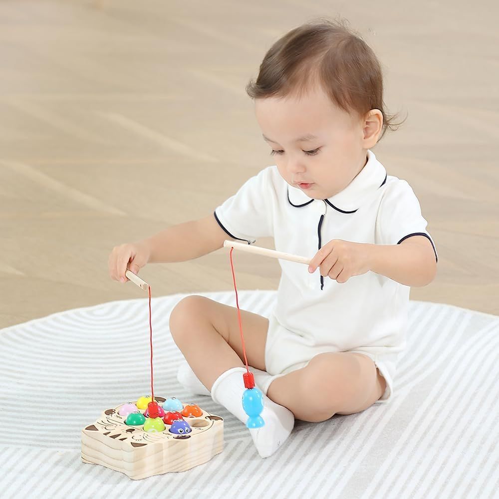 Toddler Montessori Toy Wooden Fishing Game Activity Learning Toy for Kids 1 2 3 Year Old