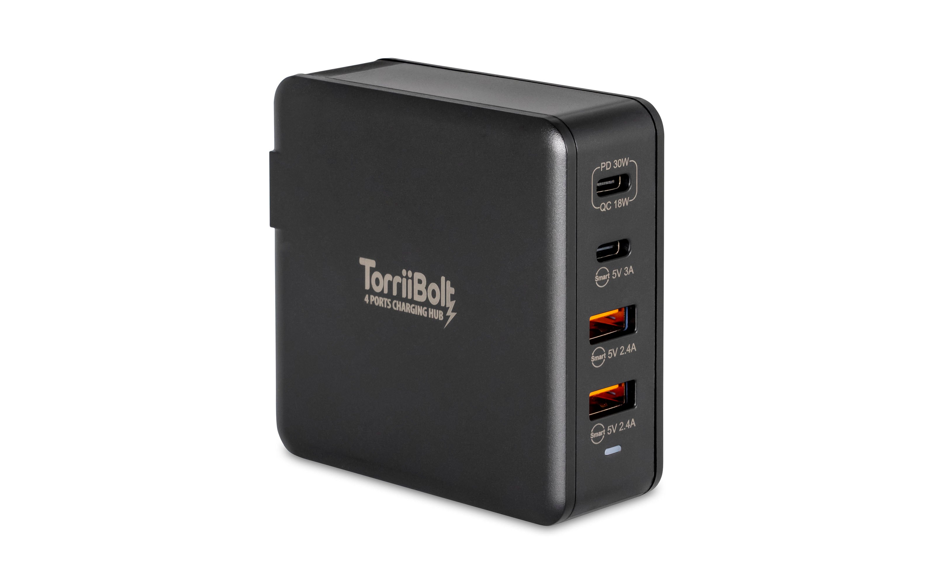 Torrii Bolt 4 Ports Charging Hub with USB-PD & QC 3.0, Black, TBT-4PCH-01