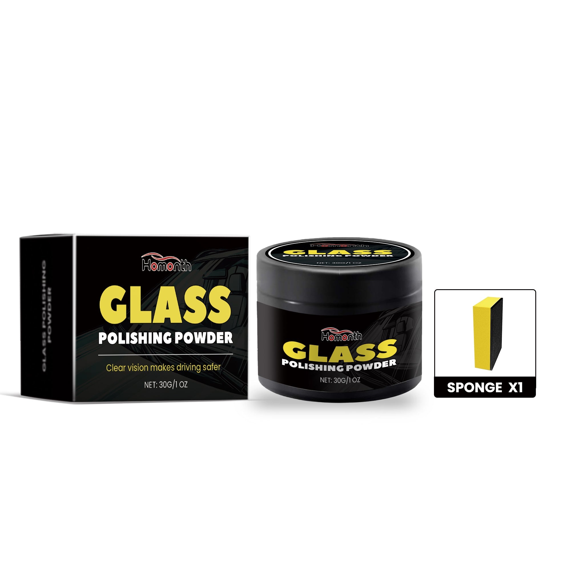 Car Glass Polishing Powder, Deep Cleaning and Decontamination for Crystal Clear Windshield ,1set