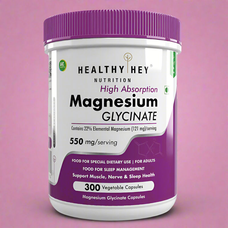 HealthyHey Nutrition High absorption magnesium glycinate 550 mg 300 vegatable capsules