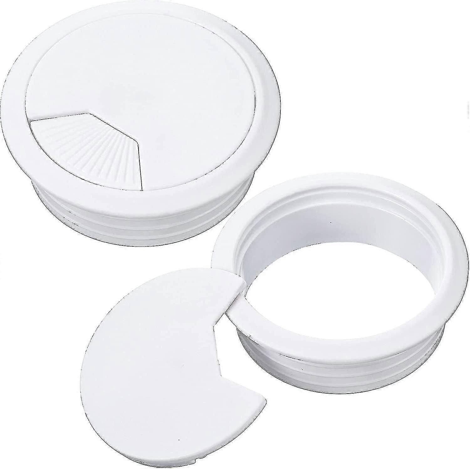 Desk Cable Grommet Cord Organizer - 60mm Mounting Hole Cover for Computer Desk Wire Management (Plastic Tidy Clip)