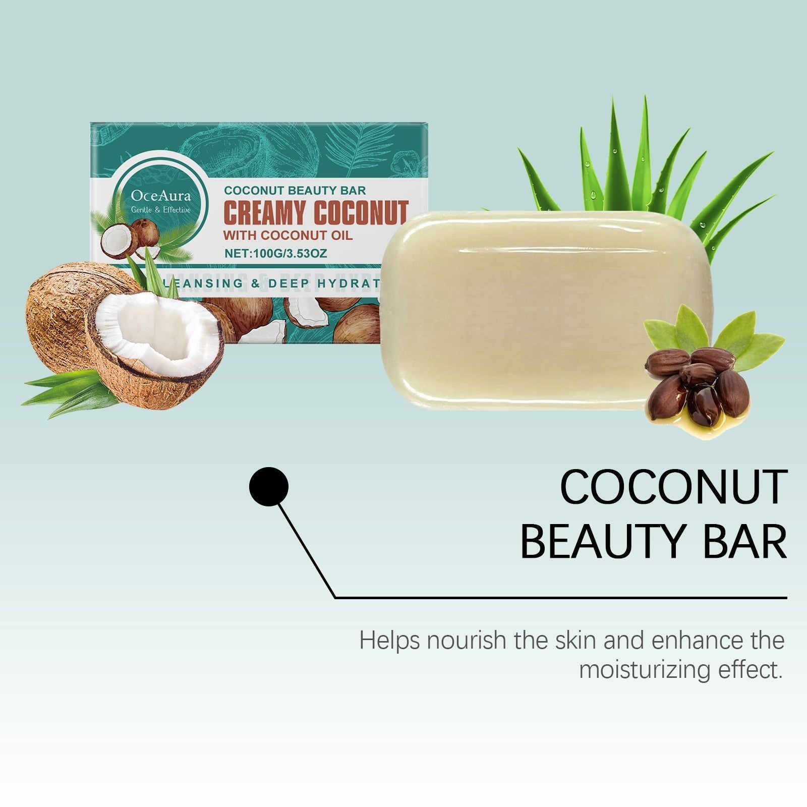 Coconut Body Cleansing Soap, Hydrating, Nourishing, Gentle Skin Care ,100g