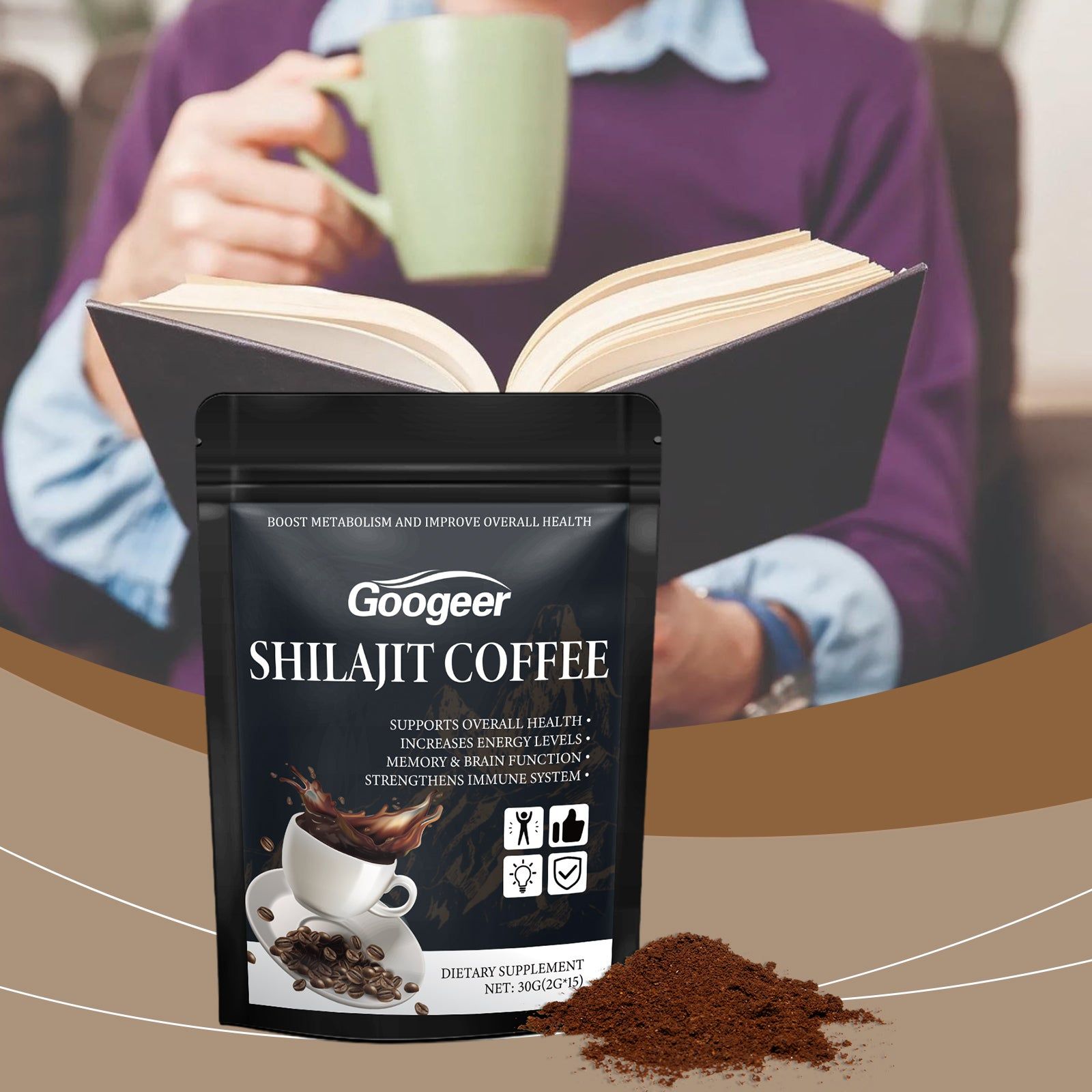 Boost Your Immunity with Delicious Instant Coffee Powder, Low Calories, Easy to Prepare ,30g