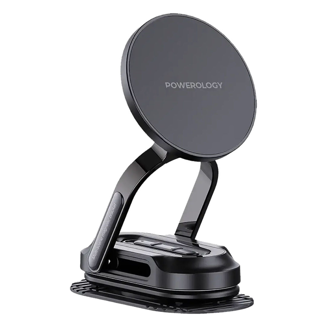 Powerology FlexiMount MagSafe Car Holder, 360° Rotating Base, Black