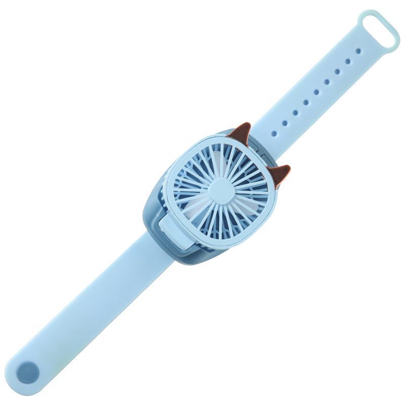 Mini Hand Held Wrist Strap Electric Watch Shaped Fan With Colorful Light