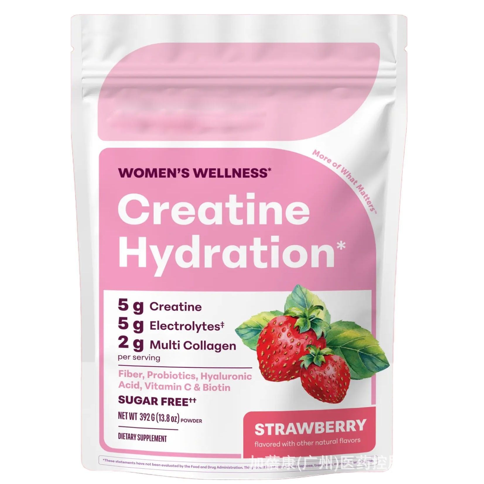 Women's Creatine Hydration Powder, Strawberry Flavor, Sugar‑Free Dietary Supplement