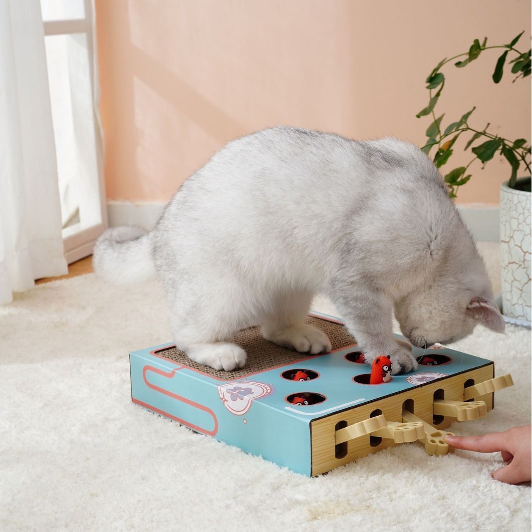 Cat Scratching Board Whack-a-mole Cat Toy 3-in-1 Corrugated Paper Scratching Block