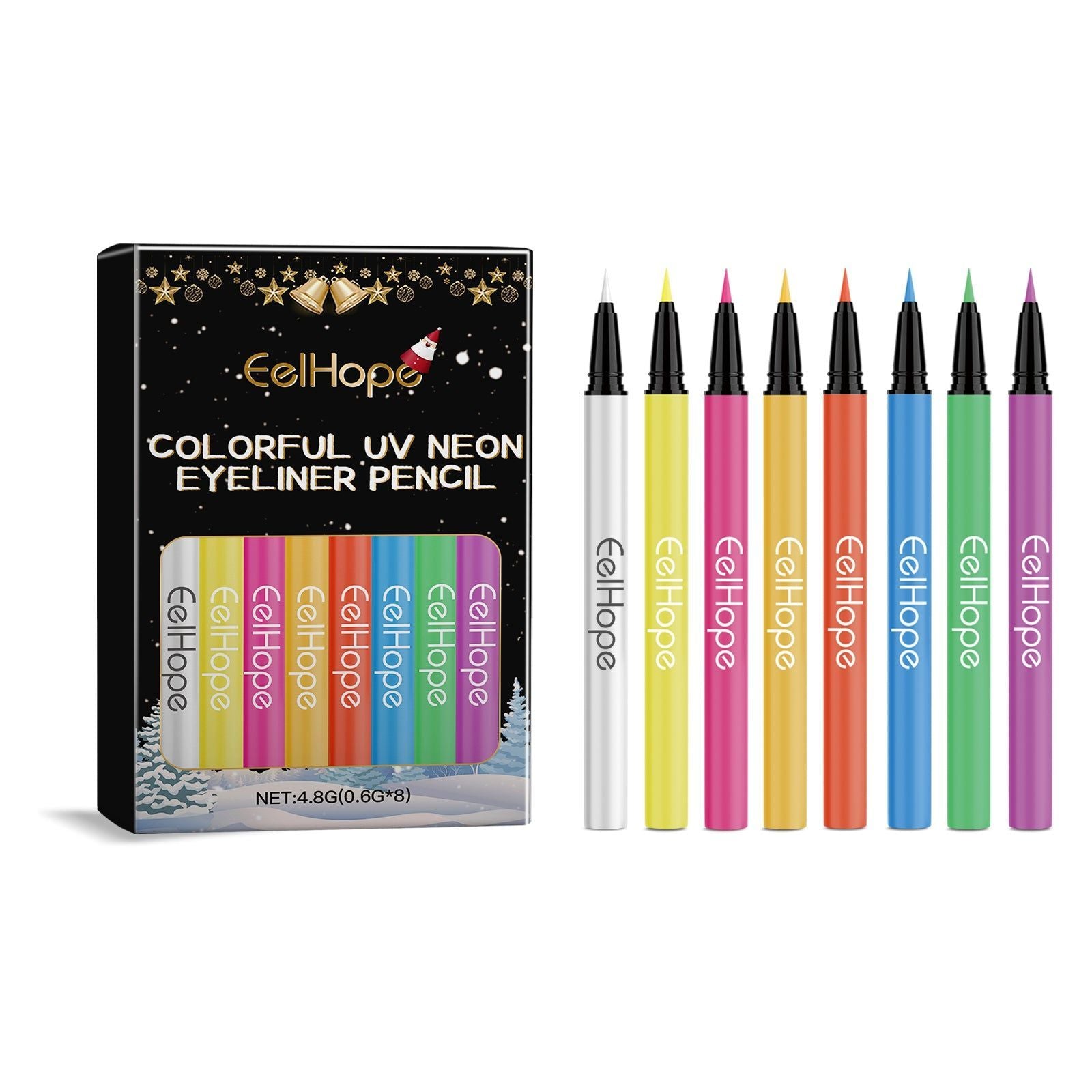 8-Color Neon UV Liquid Eyeliner, Long-Lasting, Quick-Drying, Festival Makeup Products ,4.8g