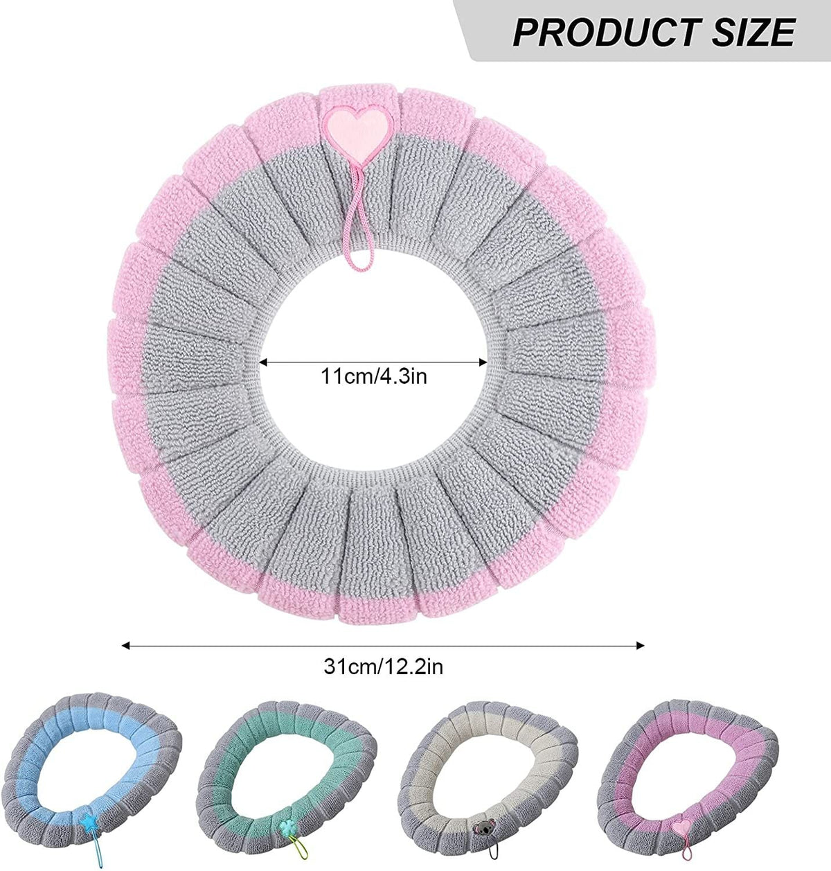 4pcs Toilet Seat Cover Toilet Seat Cushion With Handle Winter Warm Bathroom Seat Pads