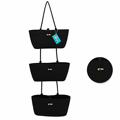 3 Tiers Cotton Rope Woven Wall Hanging Storage Basket Over The Door Hanging Organizer