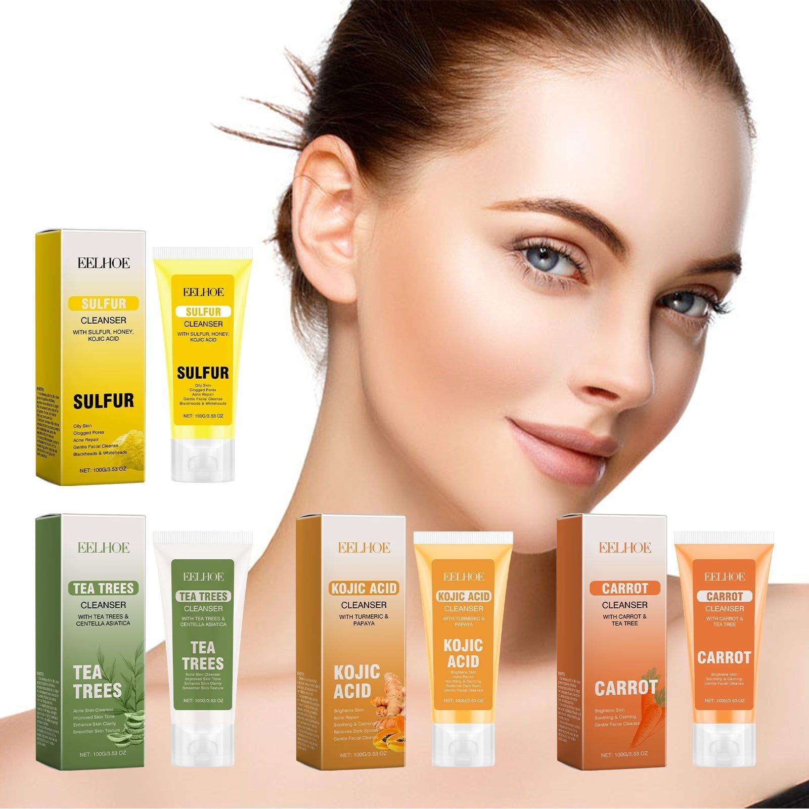 Clean Face Facial Cleanser, Brightening, Hydrating, Exfoliating, Gentle Skincare ,100g