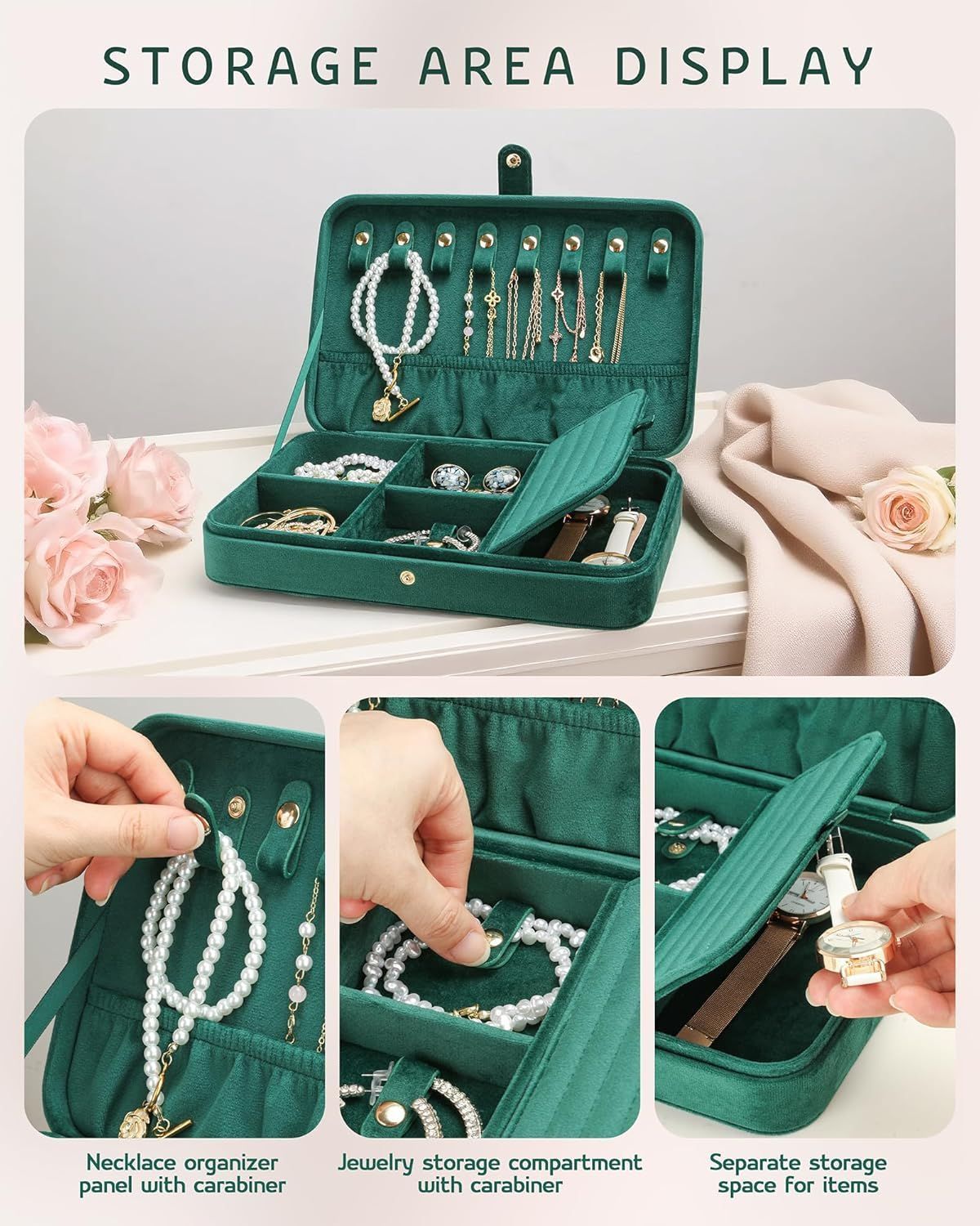 Jewelry Box Premium Velvet Travel Jewelry Organizers Storage Case for Necklace Bracelet