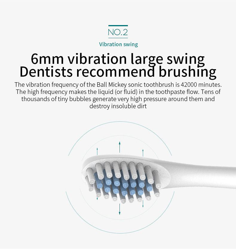Rechargeable Electric Toothbrush for Adults - 6 Modes Sonic Toothbrush with 4 Brush Heads & USB Charging, IPX7 Waterproof (Ivory White)