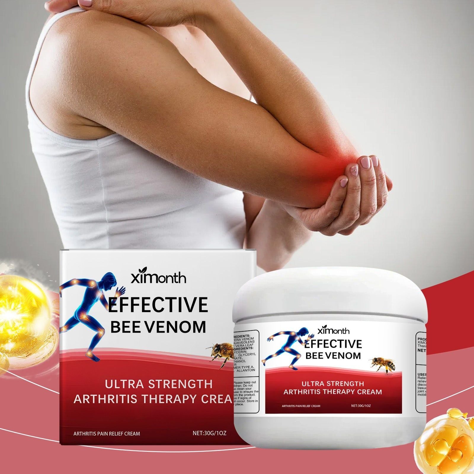 Bee Venom Joint Care Cream, Natural Pain Relief, Anti-Inflammatory, Fast-Acting ,30g