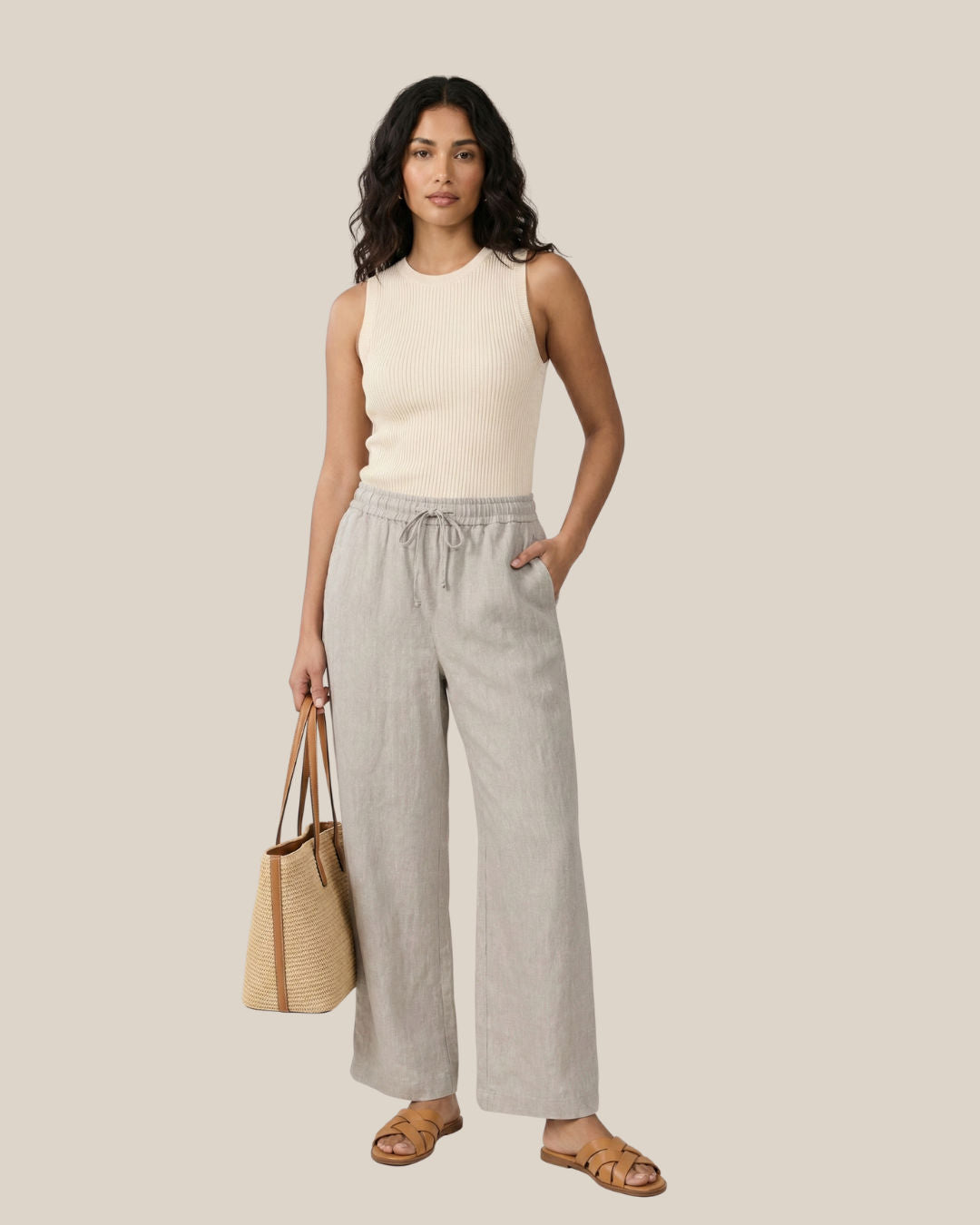Jones New York Linen Pants Gray