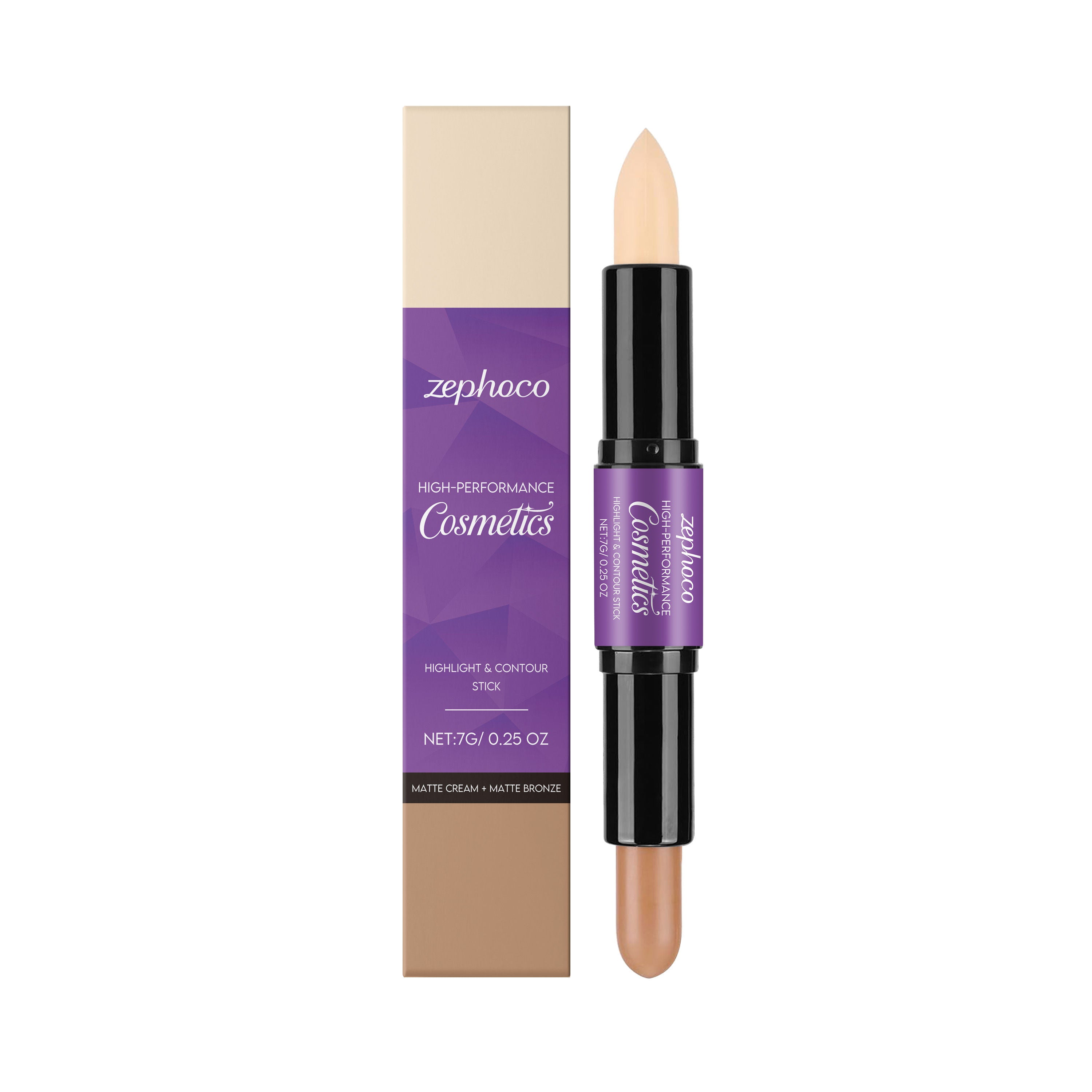 2-in-1 Face Makeup Contouring Stick, High-Gloss Brightening, Portable Rotating Pen ,7g