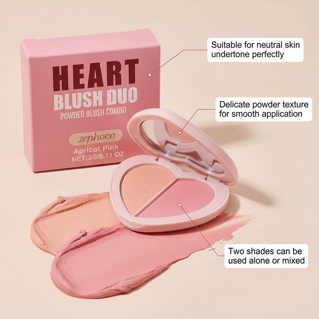 3g Heart Shape Blush with Smooth Blend and Natural Glow
