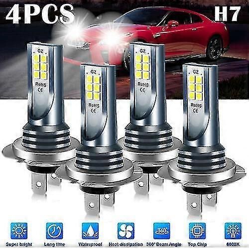 4x H7 Led Headlight Bulb Kit High Low Beam 220w 60000lm Super Bright 6000k White
