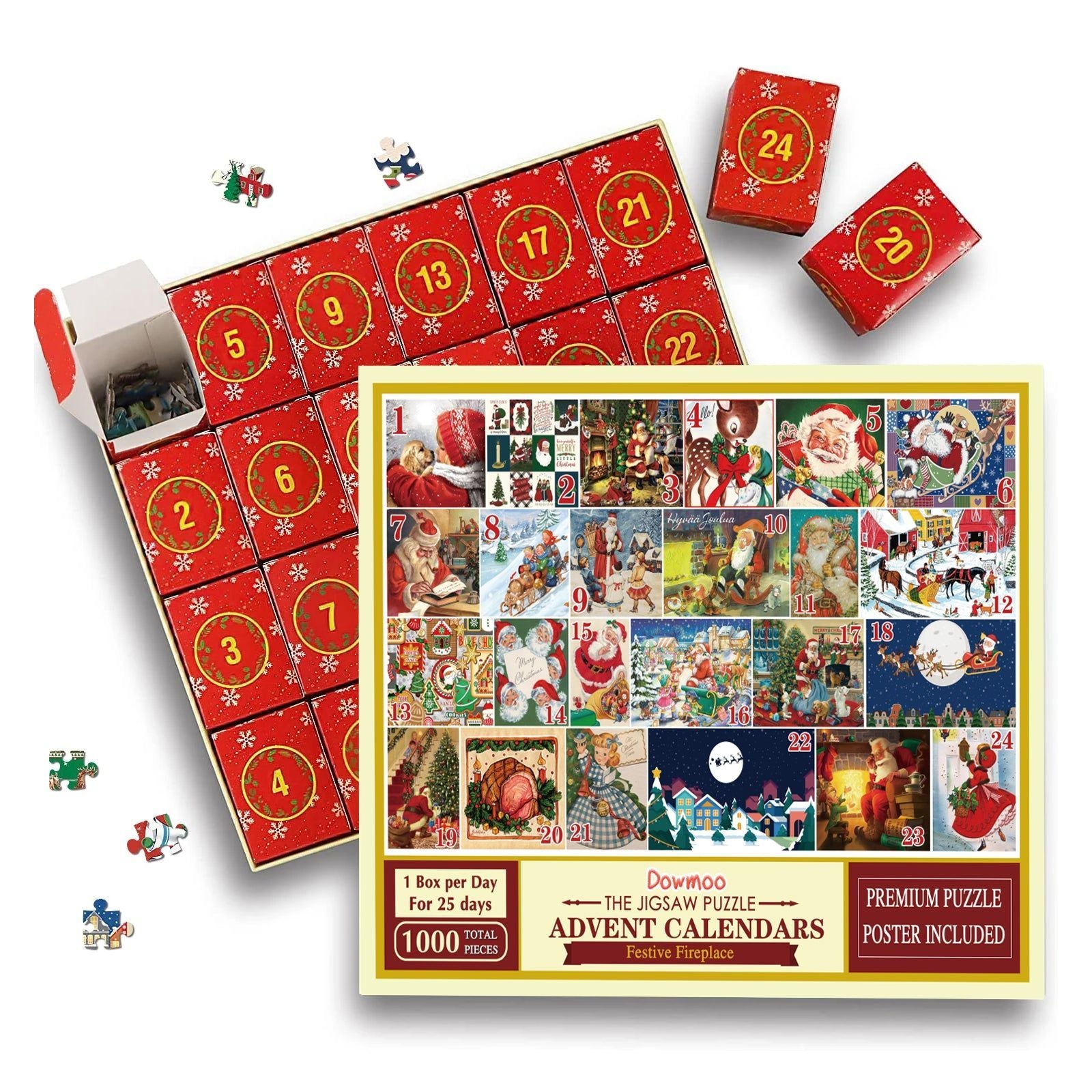 Christmas Puzzle Advent Calendar, 24-Day Jigsaw Gift, Stress Relief, Cognitive Fun ,24 frames