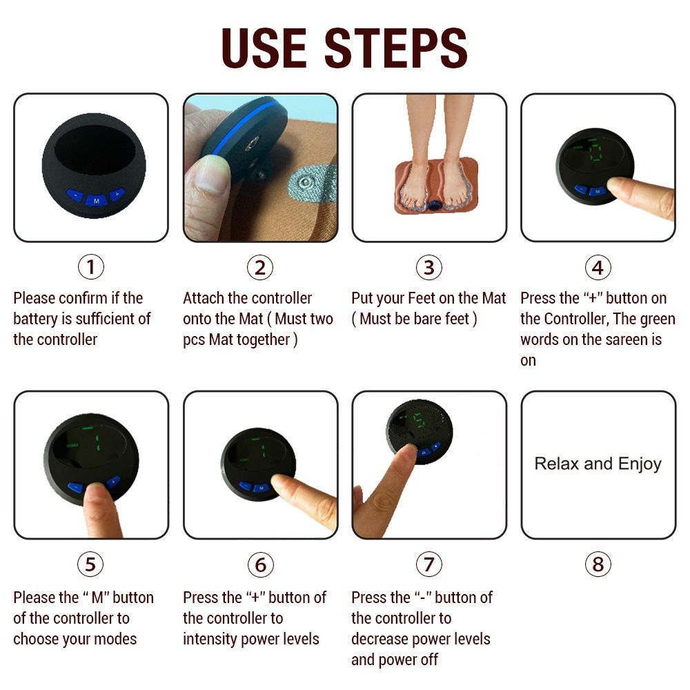 EMS Foot Massager Foot Circulation Stimulator for Pain Plantar Relief Muscle Relaxation