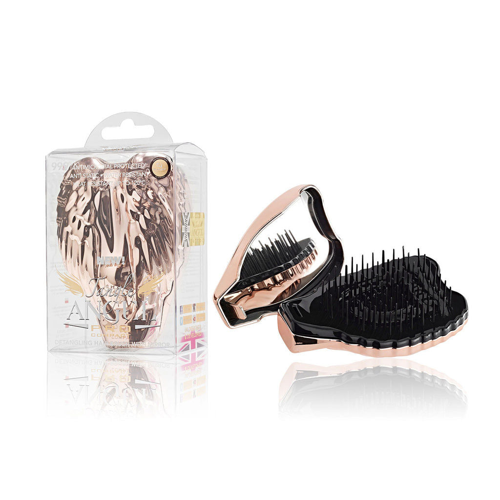 Tangle Angel Pro Compact Hair Brush Rose Gold with Mirror