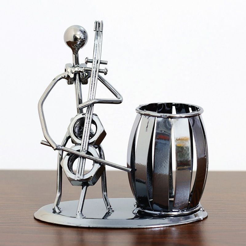 Musician Pattern Pen Holder Iron Art Music Figure Desktop Organizer Home Decoration