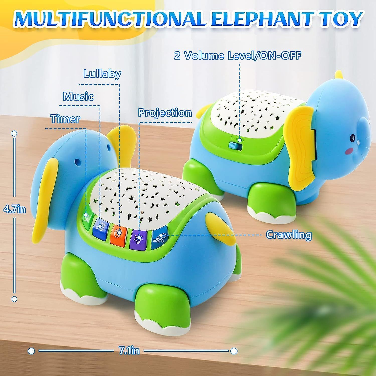 Baby Crawling Toys Musical Fidget Toddler Toys with Light Projector for 6 To 12 Months Infant