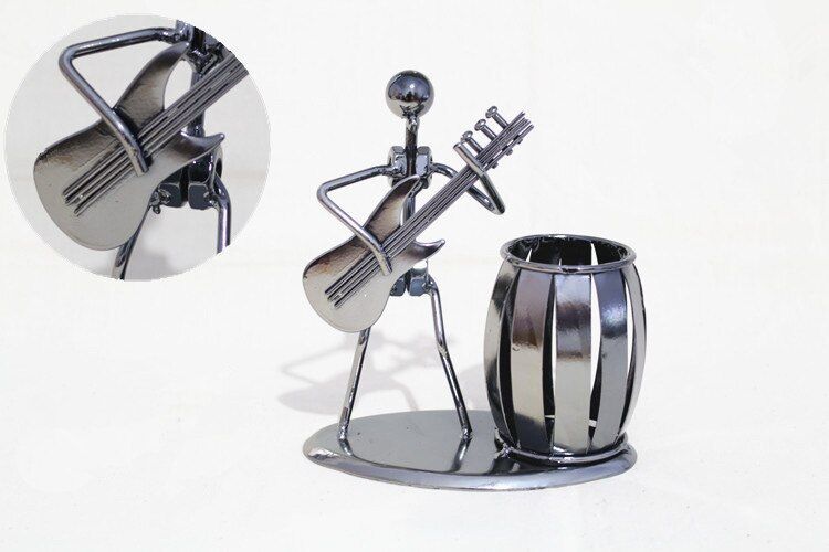 Musician Pattern Pen Holder Iron Art Music Figure Desktop Organizer Home Decoration