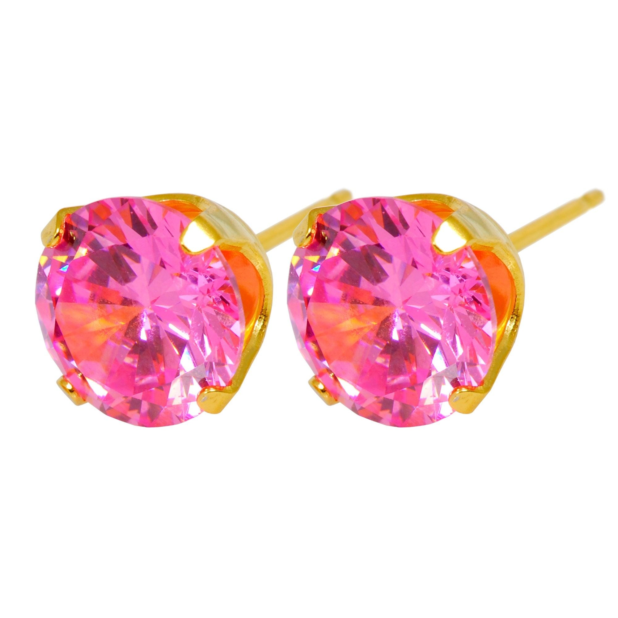 Caflon Fashion Sense Gold Plated Pink Cubic Zirconia Earring