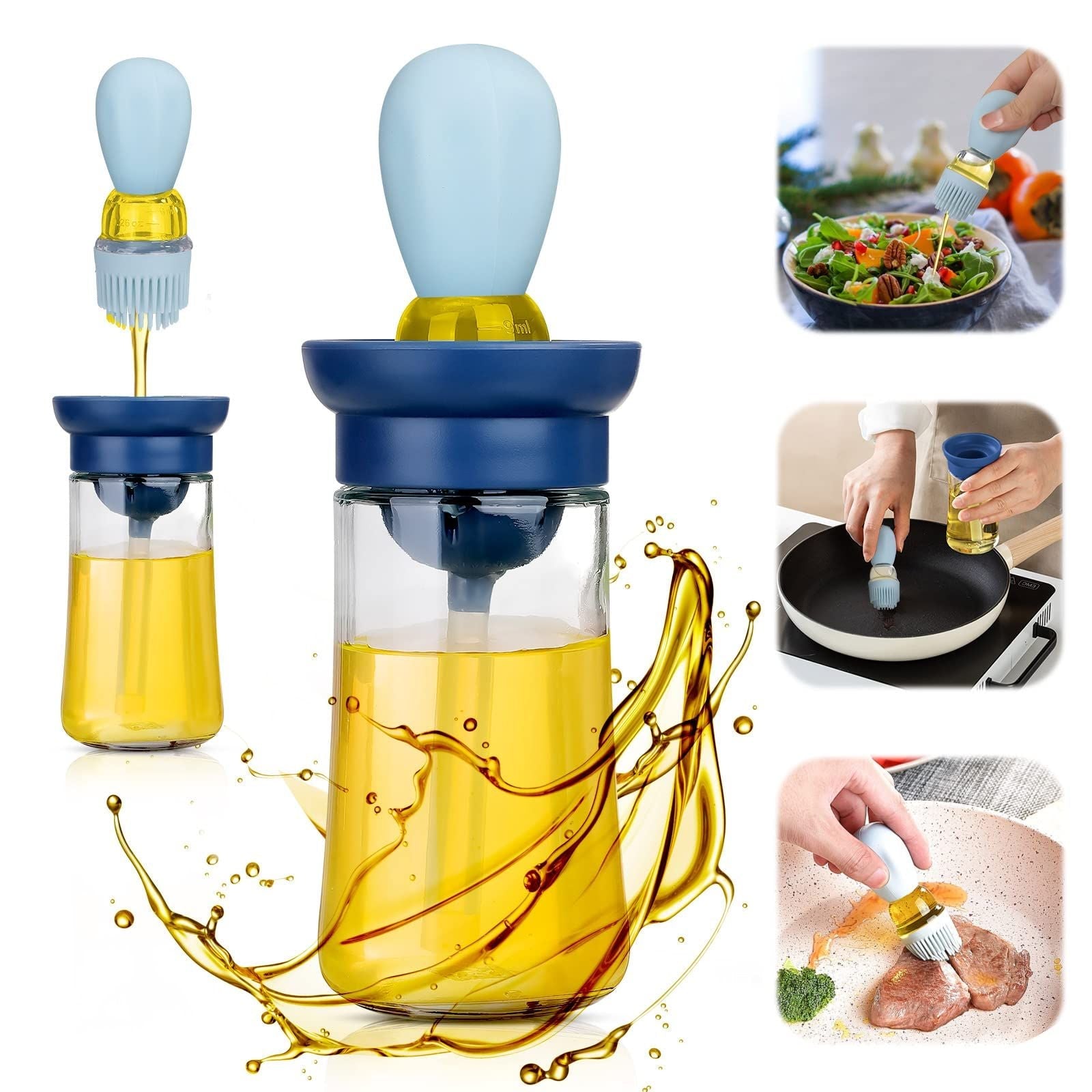 Oil Bottle Oil Dispenser With Silicone Brush Oil Container For Kitchen BBQ Grill