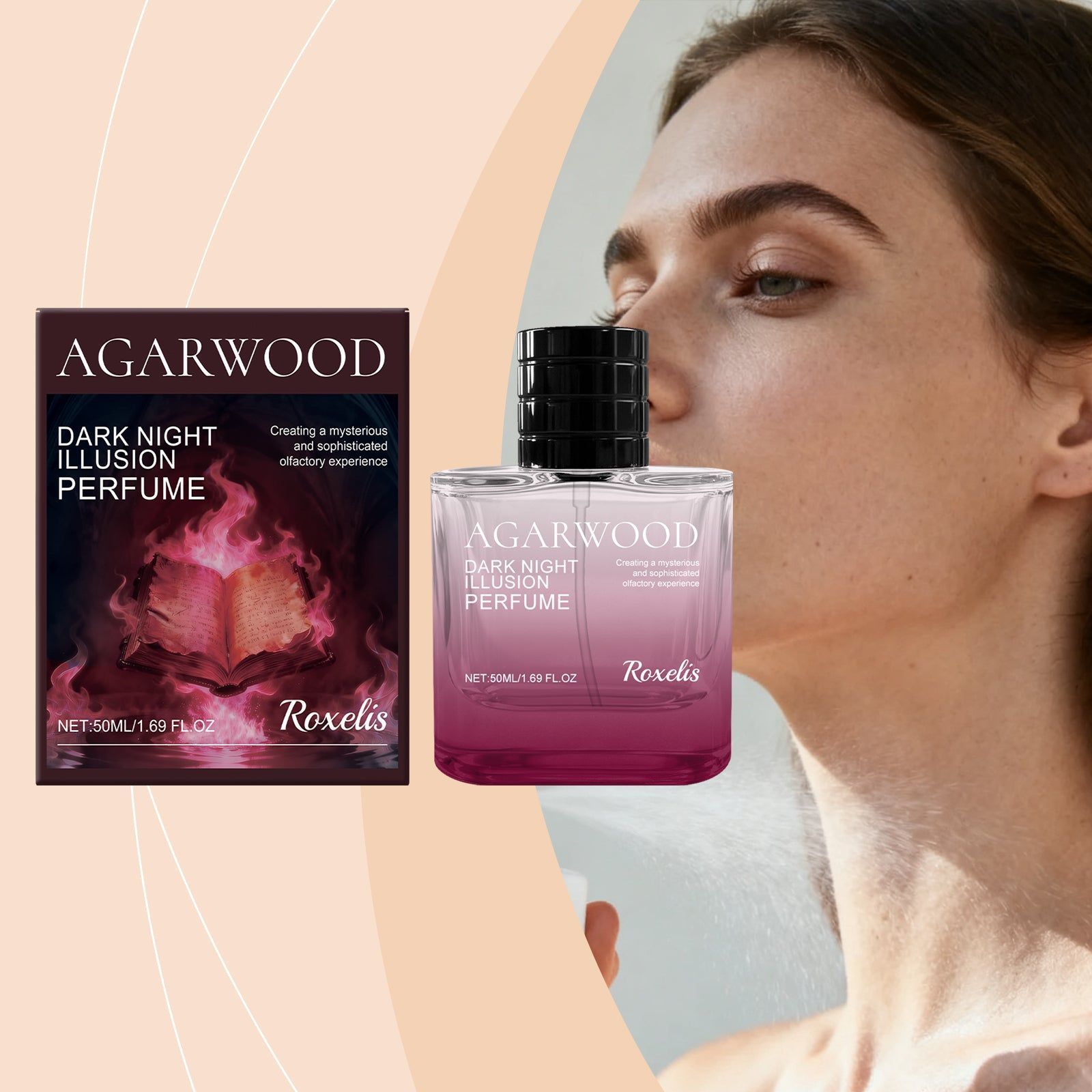 Dark Night Phantom Agarwood Perfume, Natural Fresh Scent, Long-lasting, Portable Luxury ,50ml