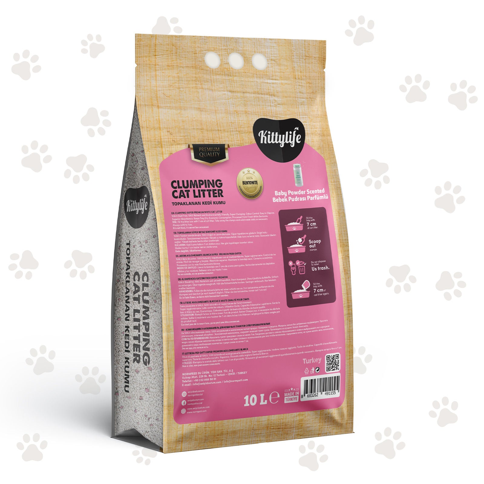 KittyLife Premium Clumping Cat Litter, Baby Powder Scent, Ultra Absorbent, Odor Control, 99.9% Dust-Free, 10L