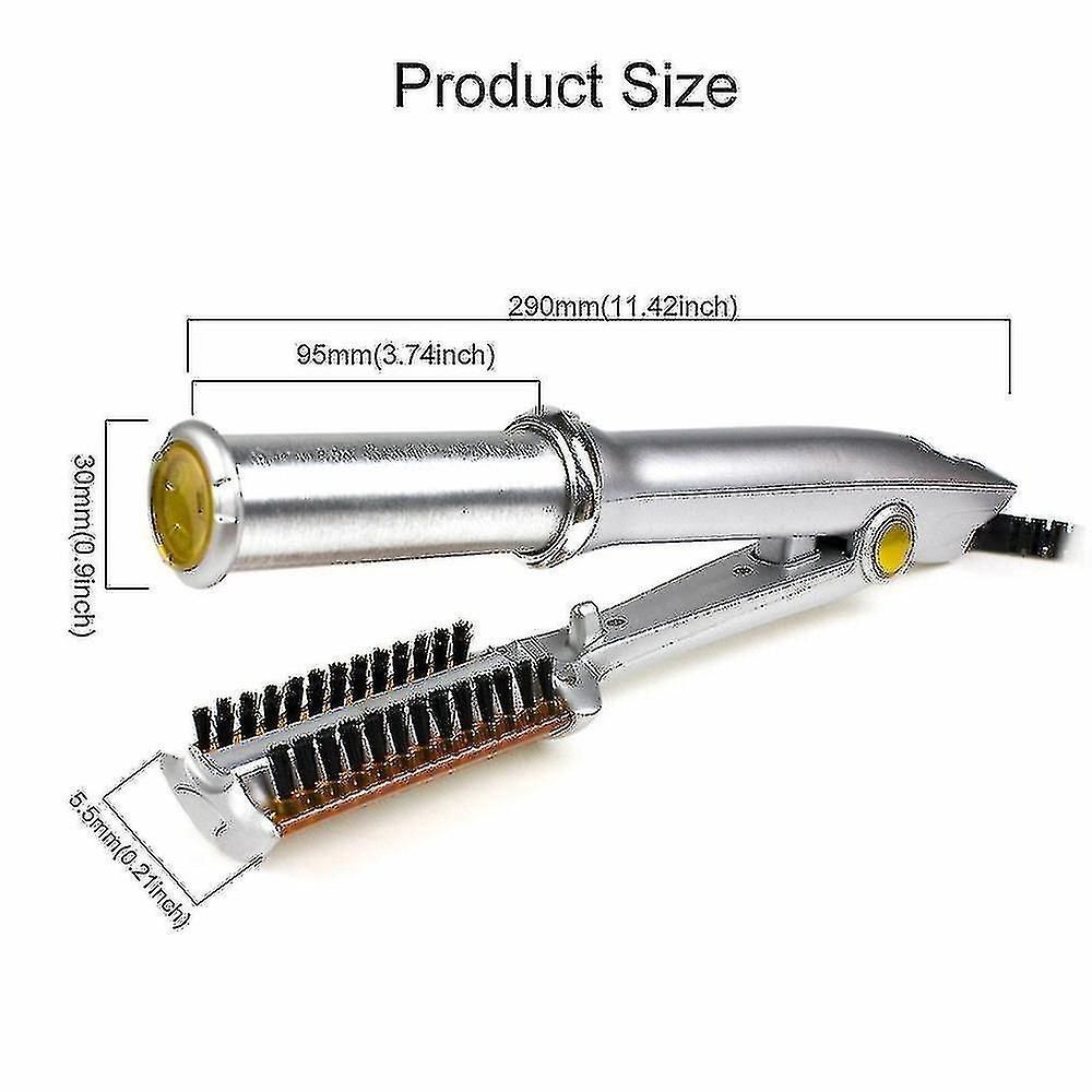 2 In 1 Hair Straightening Iron Professional Styler Multi Tool Flat Iron With Brush|curling Irons zxin