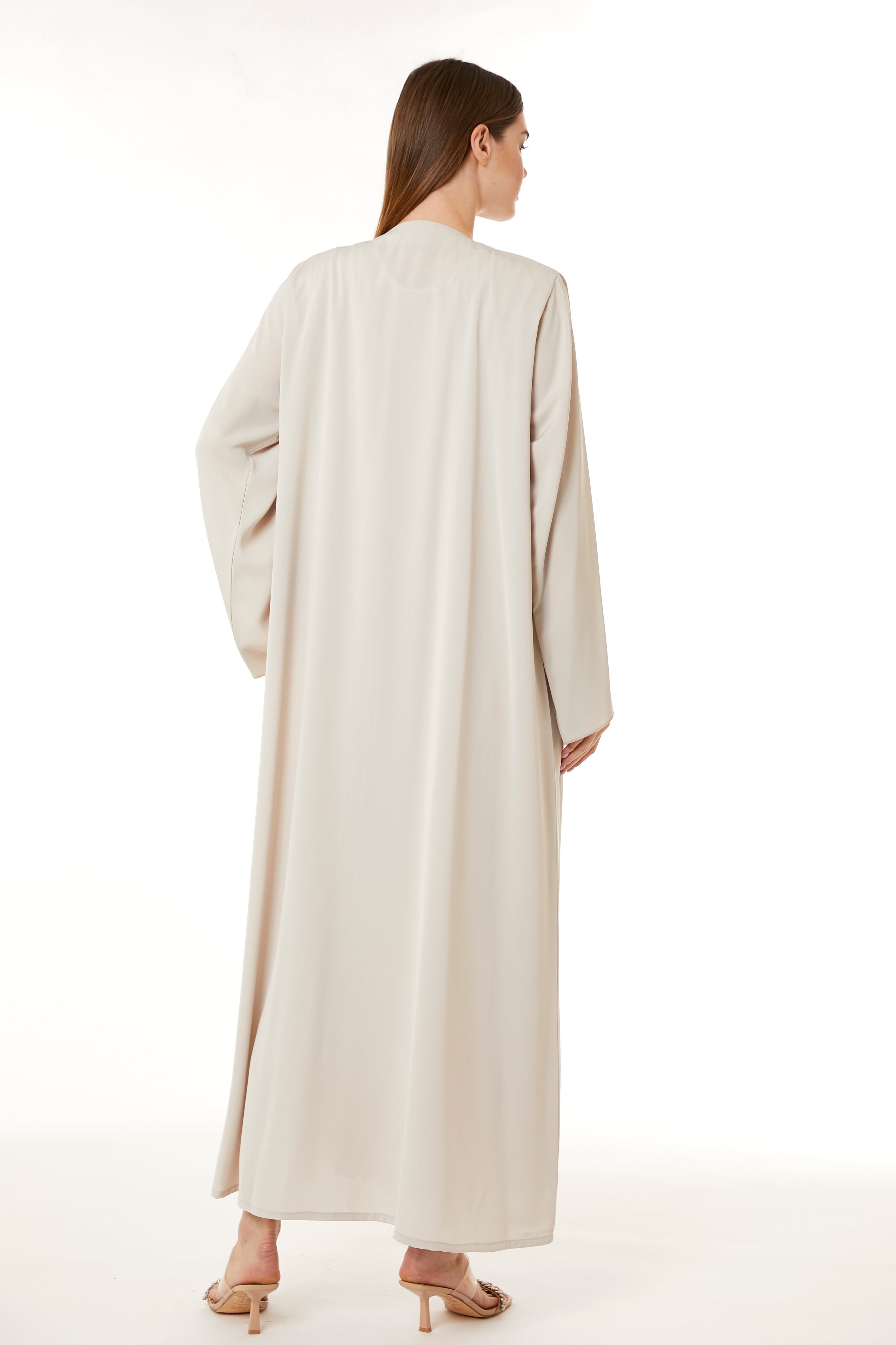 Peach Korean Nida Hand Embellished Abaya
