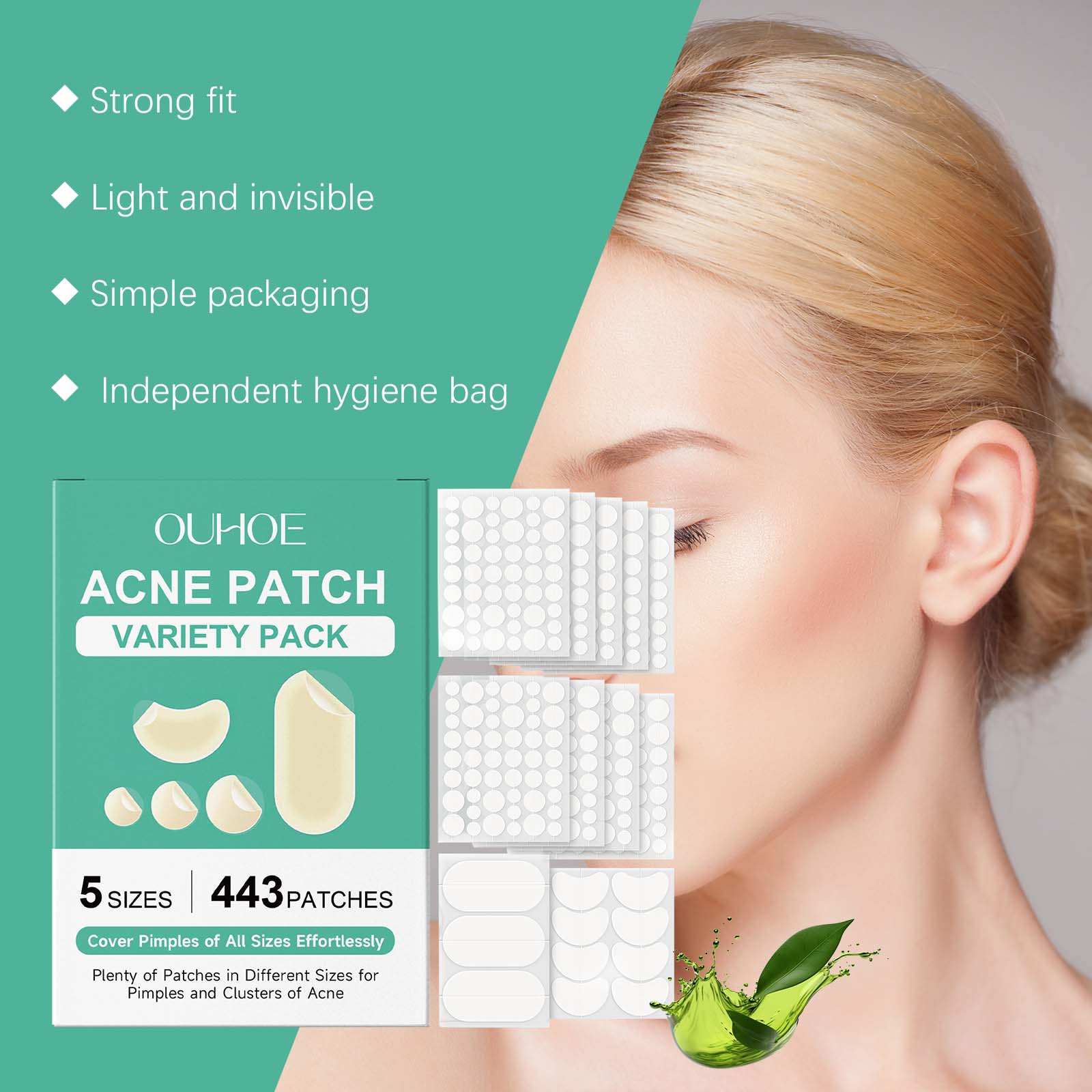Clear Acne Patch Set, Pimple Popping, Zit Cover, Fast Healing, Skin Care ,1set