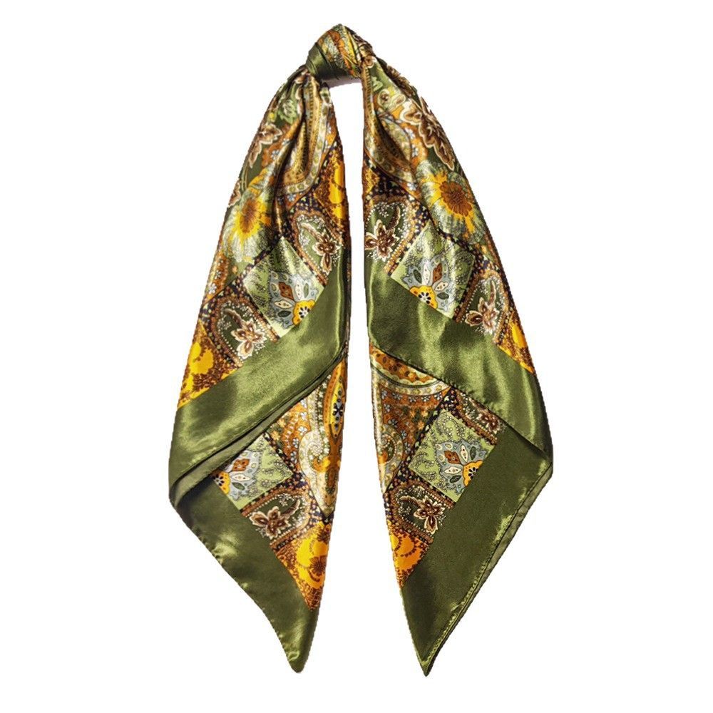 4Pcs Satin Silk Paisley Square Scarf Set for Women 90cm