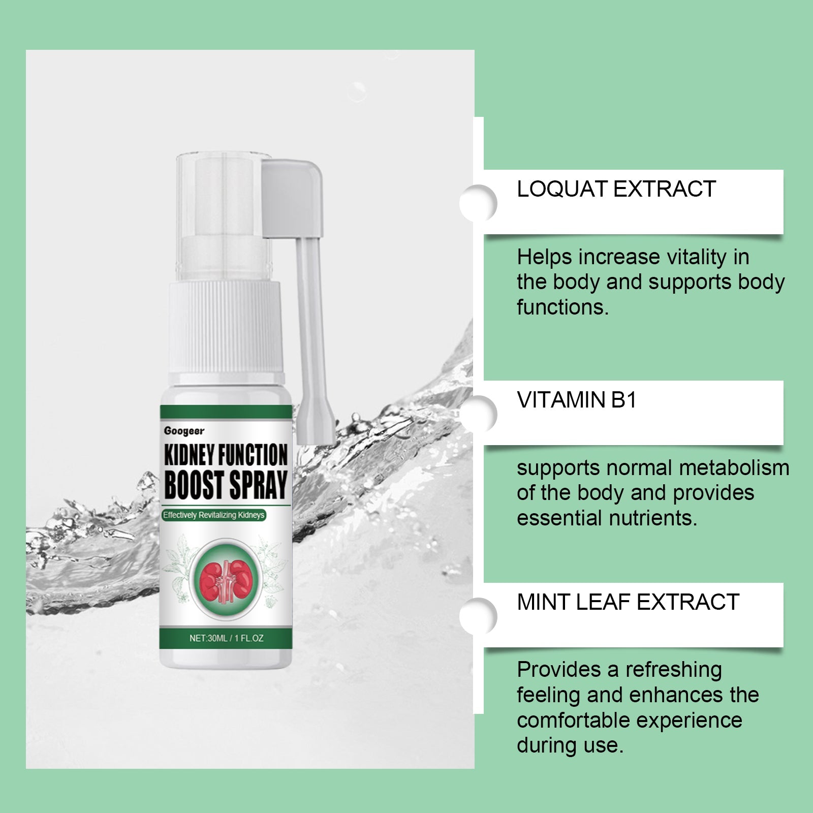 Revitalize Your Body with Natural Herbal Kidney Support, Fast Relief, Easy Spray ,30ml