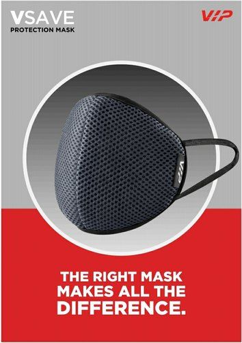 V-SAVE VIP Face Mask Single Piece In Medium & Large Size - Black