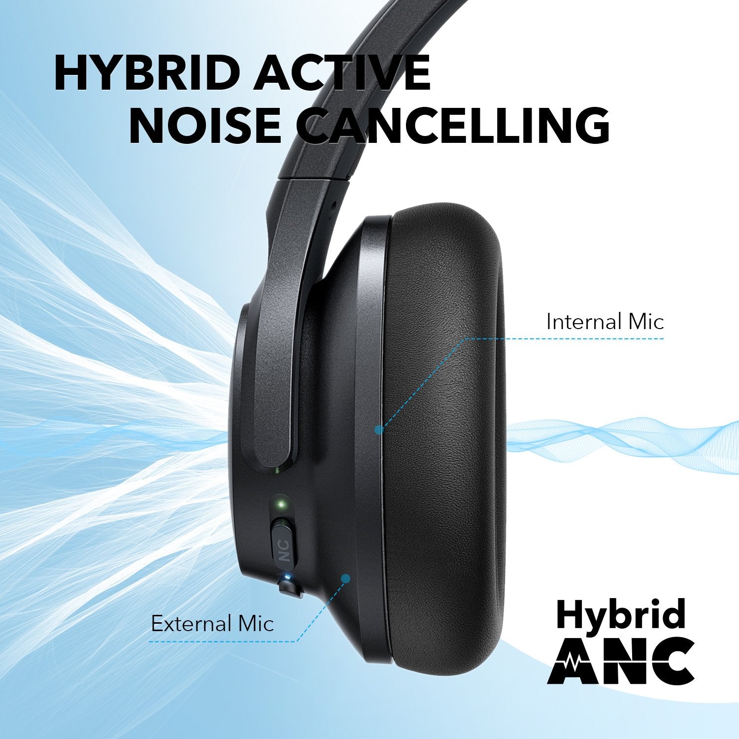 Anker Soundcore Life Q20+ Active Noise Cancelling Headphones, Hi-Res Audio Wireless Over-Ear Headphones, Black