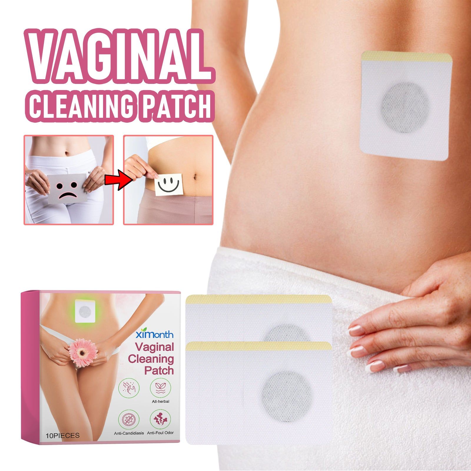 Feminine Body Care Patch, Natural Odor & Itch Relief, Skin Cleansing ,10pcs