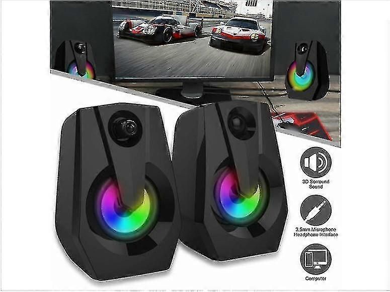 Pc Gaming Led Speakers Surround Sound System Loud Deep Bass Usb Wired Pc Laptop Computer Desktop Speaker