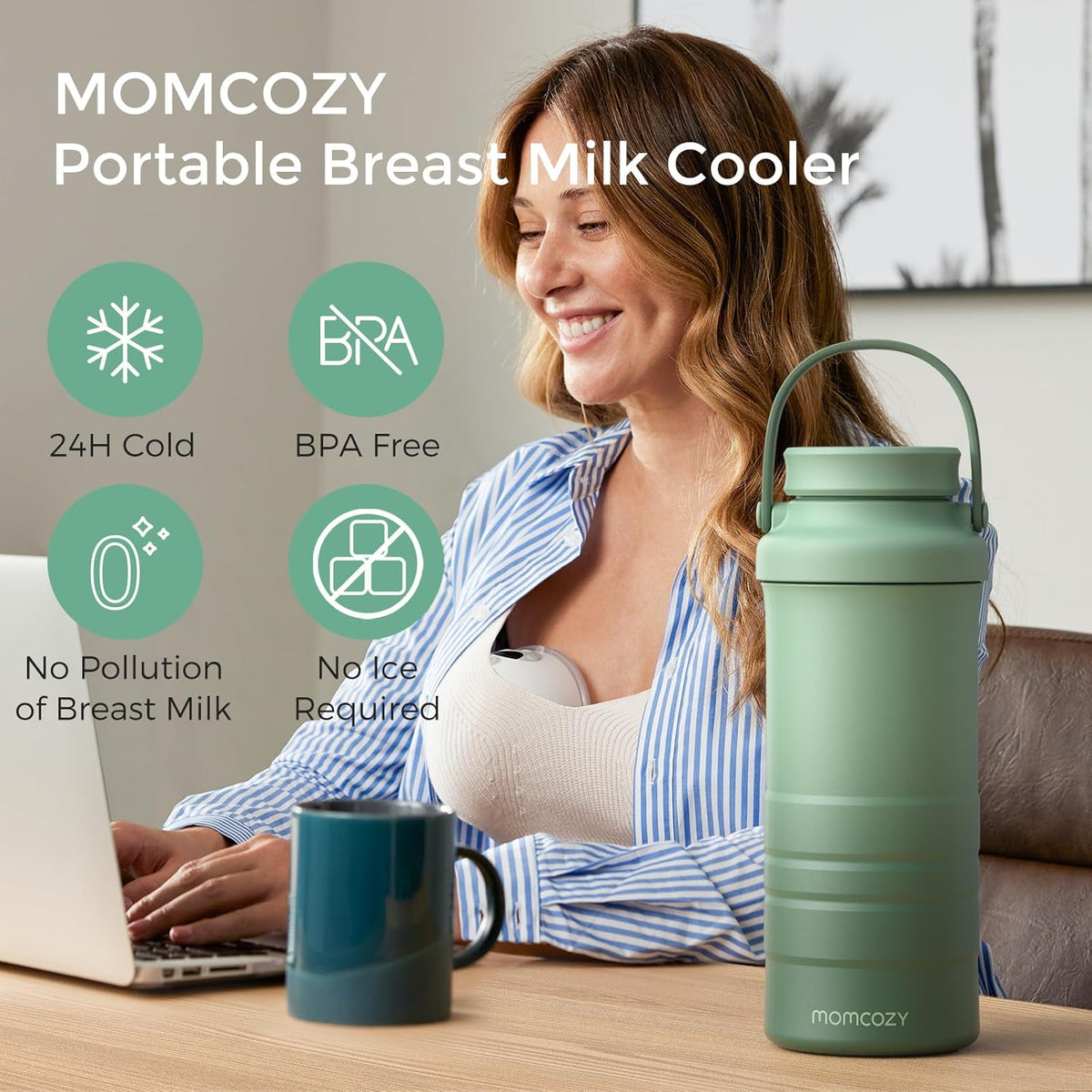 Momcozy 22oz Breast Milk Cooling Bottle - 24 Hour Cold Retention