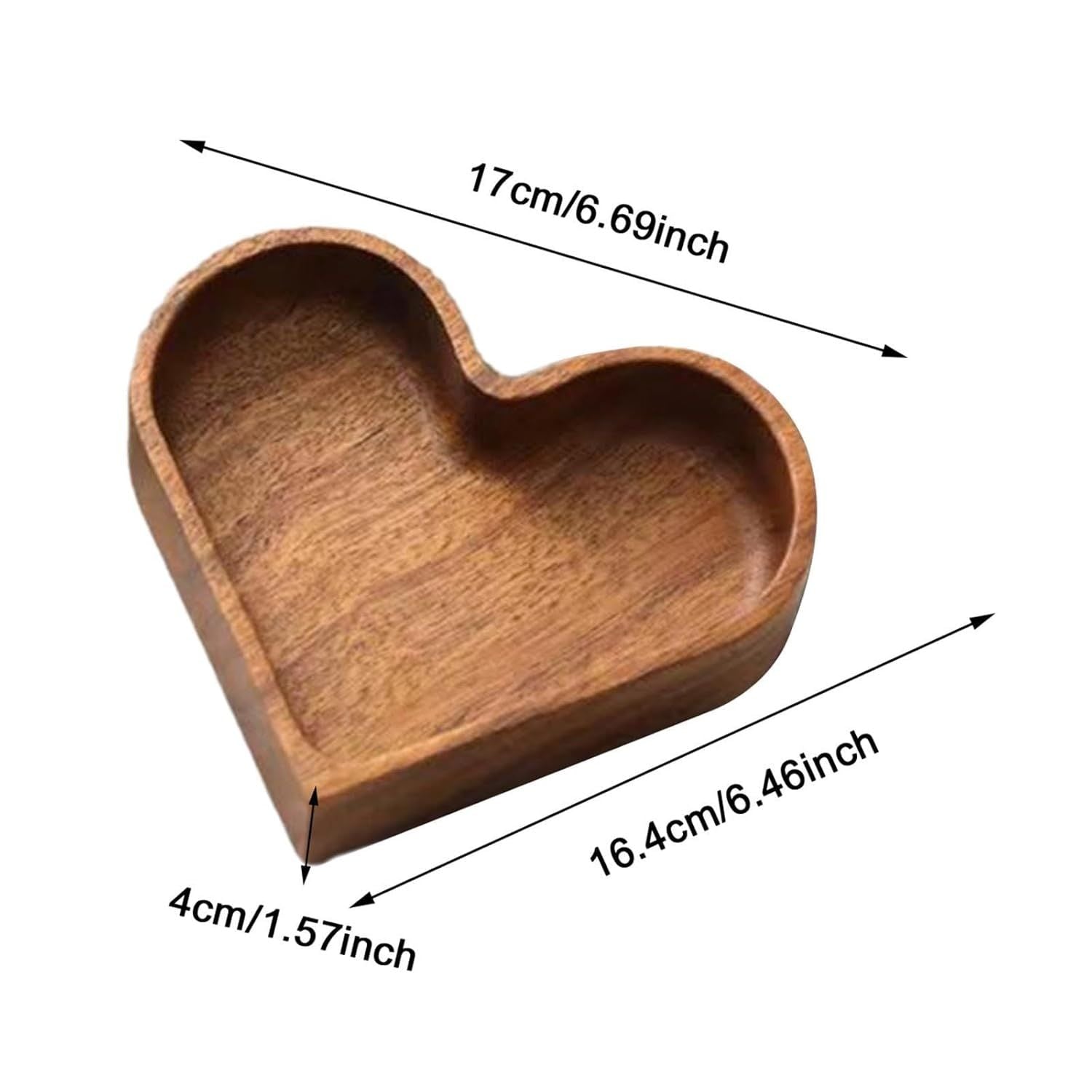 4Pcs Heart Shaped Serving Tray Wood Serving Bowl Stackable Dried Fruit Tray for Wedding Tabletop