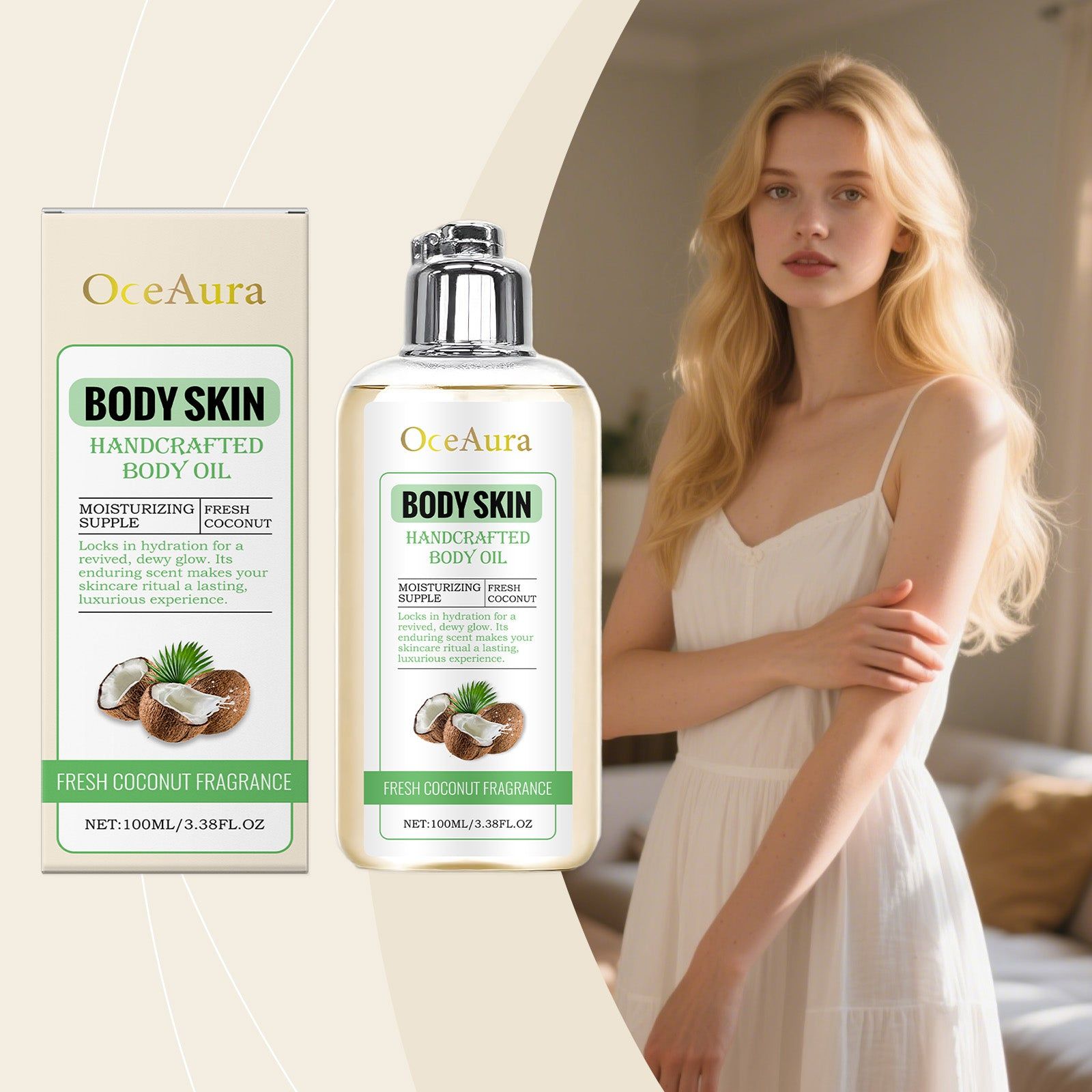 Coconut Body Oil, Deep Moisturize Skin, Hydrating Natural Nourishment ,100ml