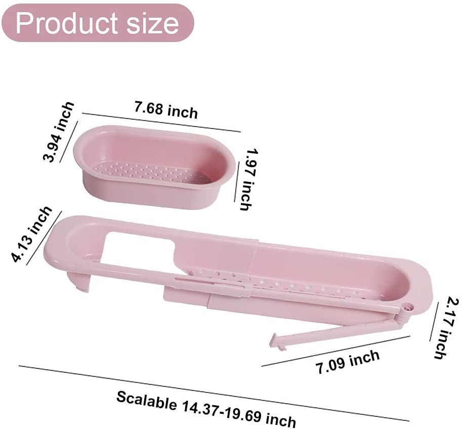 Kitchen Sink Holder Storage Basket Telescopic Drain Rack Dishwashing Filter Sponge Organizer