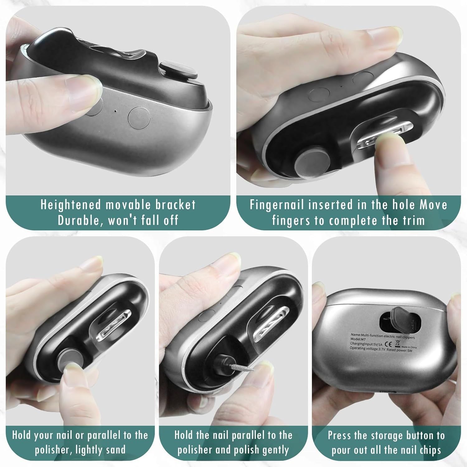 Electric Baby Nail Clippers Rechargeable Automatic Polishing Nail File with LED Light