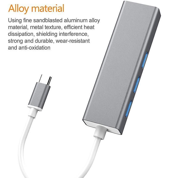 Type-C To Rj45 + 3Usb 3.0 Hub Adapter – Fast Network & Data