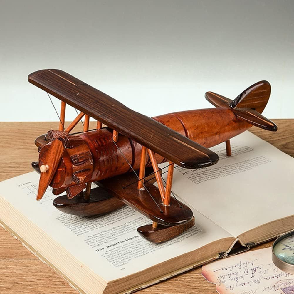 Wooden Aeroplane Model Vintage Wooden Model Airplane Toy Desktop Ornaments