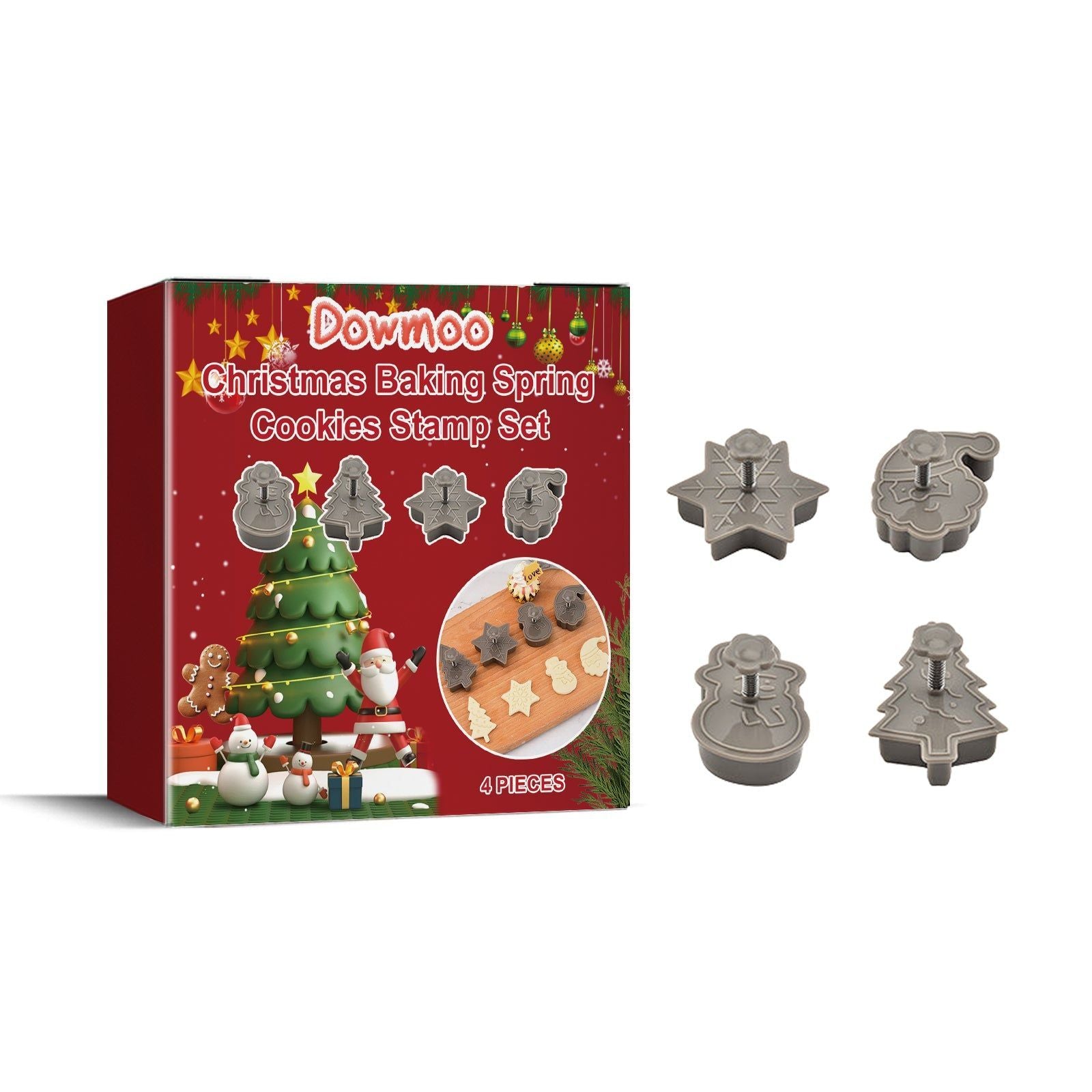 Christmas Biscuit Grinder, Spring Cookie Cutter, Festive Baking Tool, DIY Cookie Mold ,4pcs