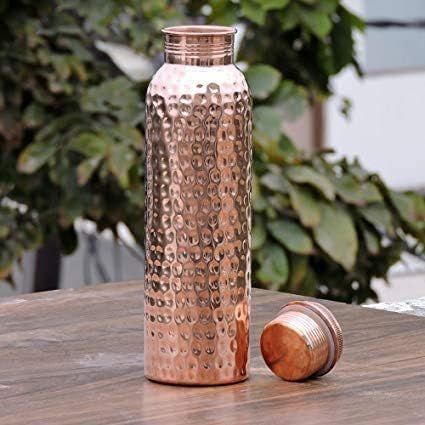 Pure Copper Water Bottle Hammered Leakproof Eco Friendly